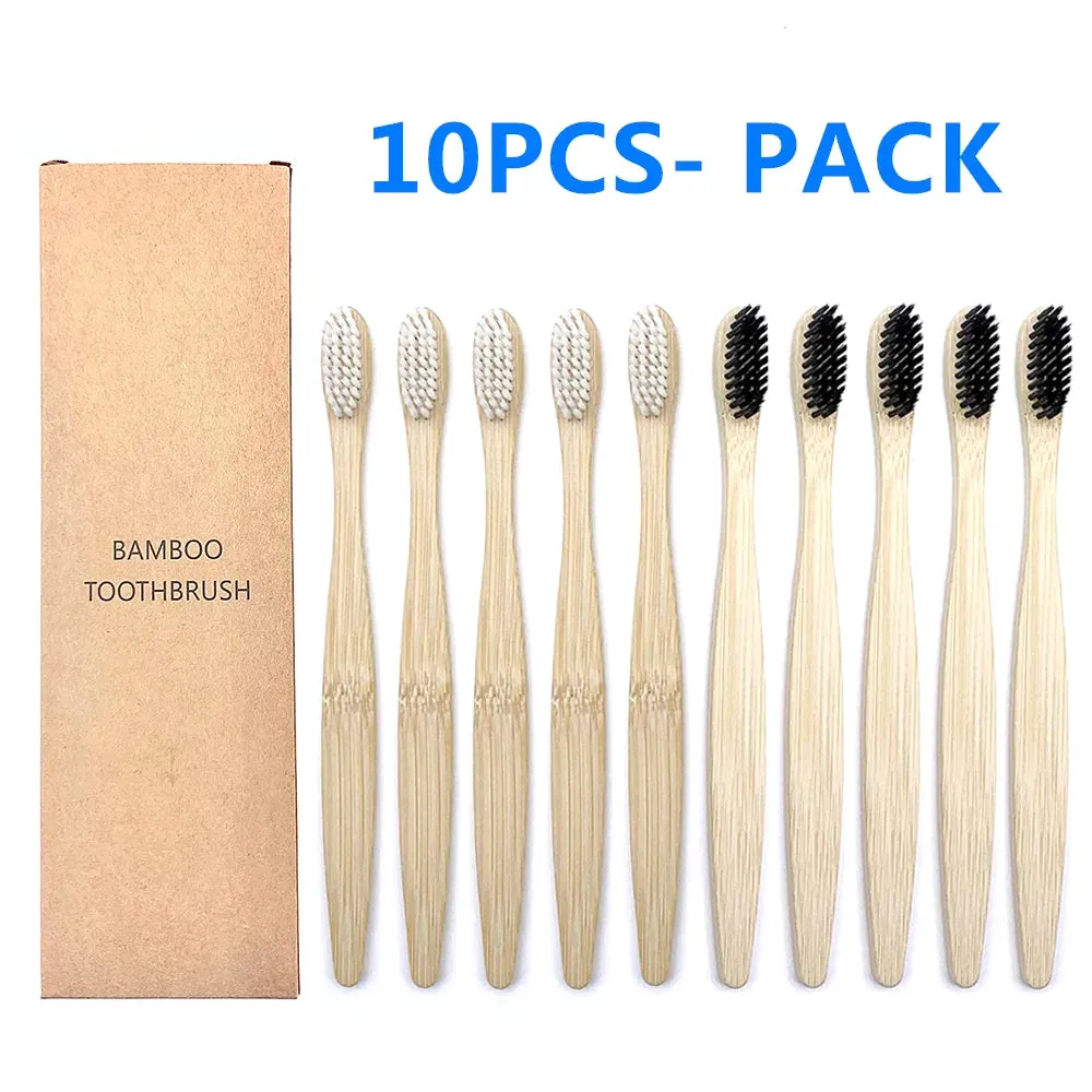 10PCS Biodegradable Bamboo Toothbrush