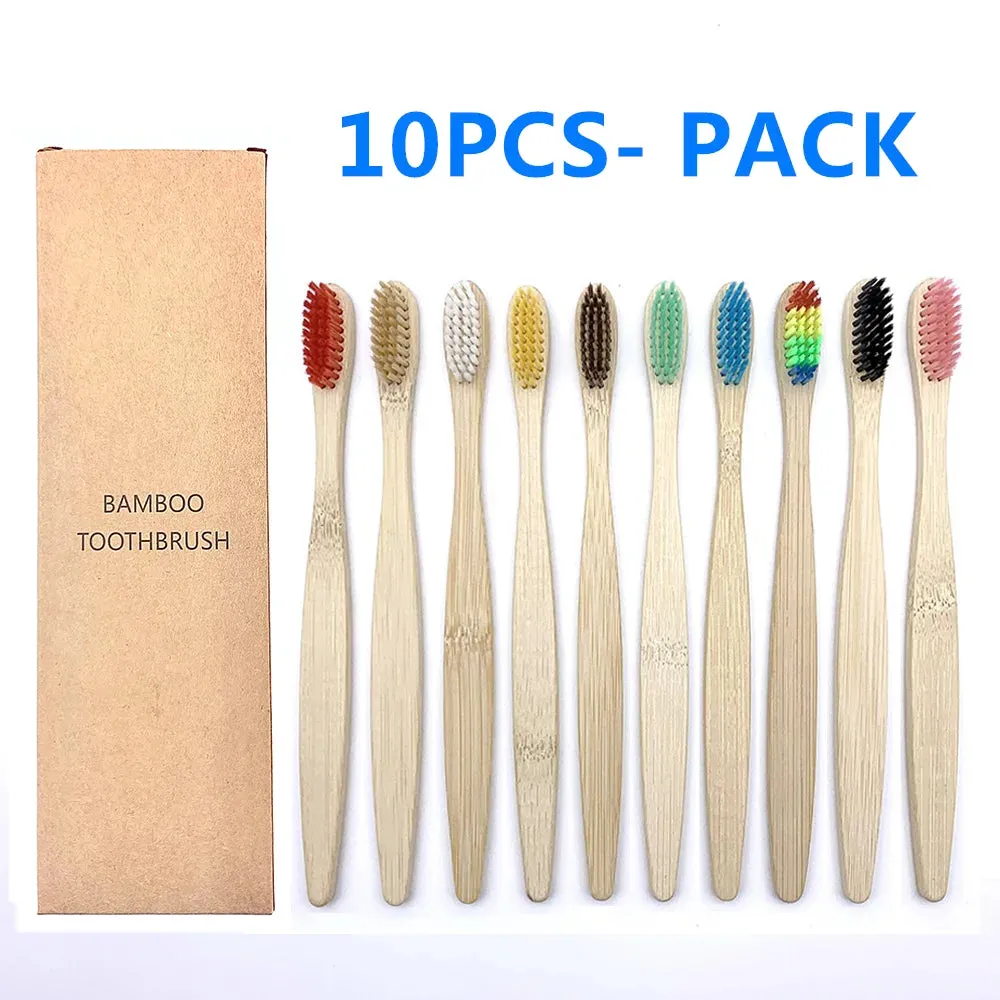 10PCS Biodegradable Bamboo Toothbrush