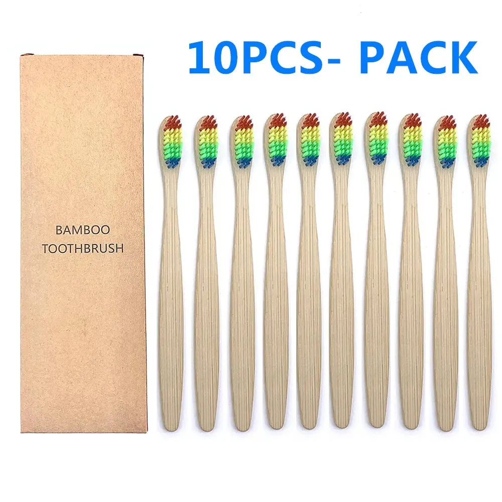 10PCS Biodegradable Bamboo Toothbrush