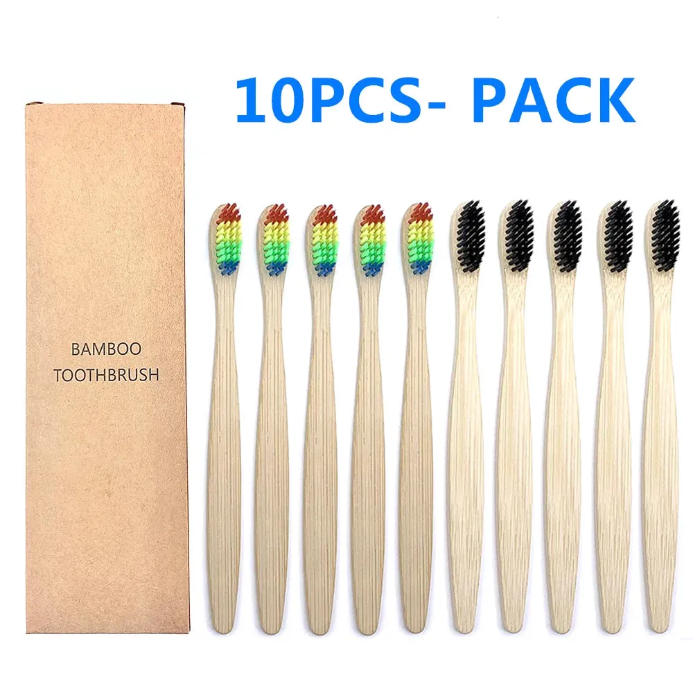 10PCS Biodegradable Bamboo Toothbrush