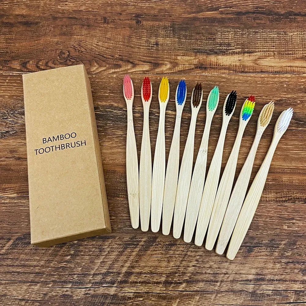 10PCS Biodegradable Bamboo Toothbrush