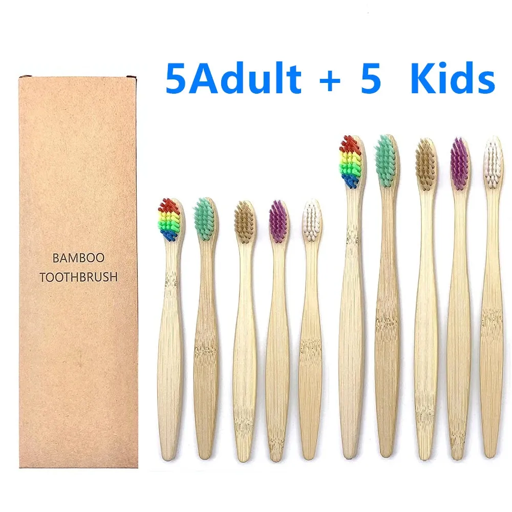 10PCS Biodegradable Bamboo Toothbrush