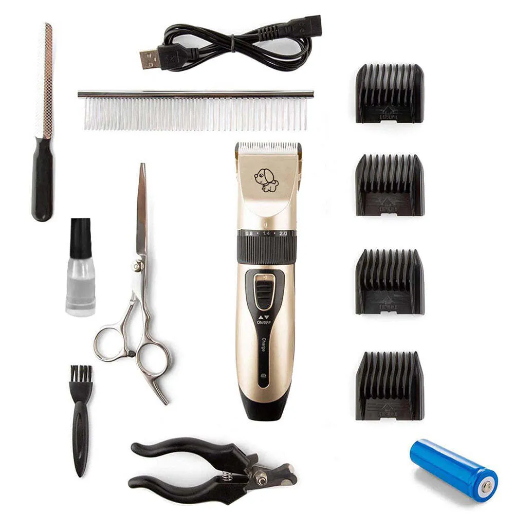 12-Piece Pet Grooming Kit, Low-Noise, Adjustable Blades