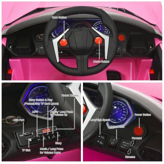 12V 2.4G RC Electric Vehicle with Lights-Pink