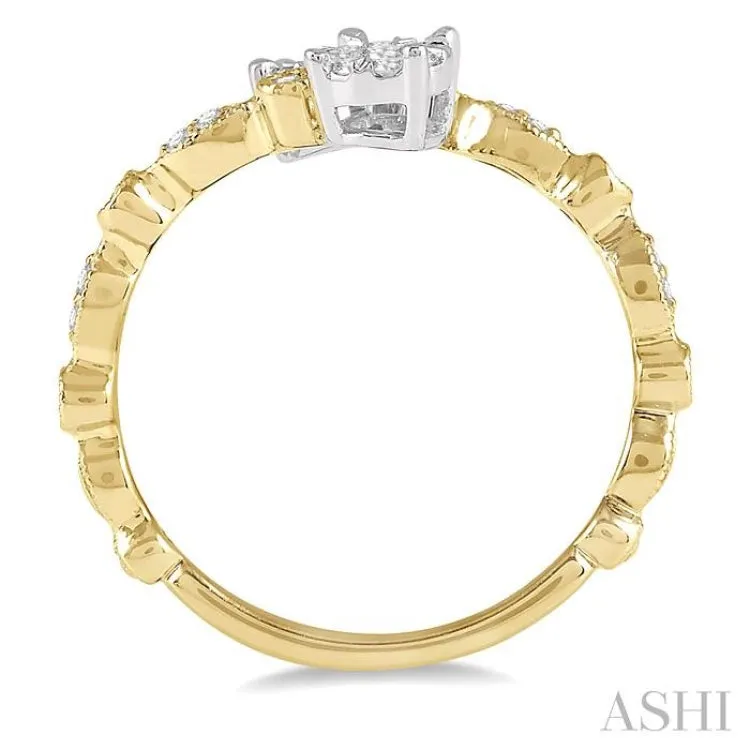 1/3 Ctw Round Shape Open Center Lovebright 2Stone Diamond Ring in 14K Yellow and White Gold