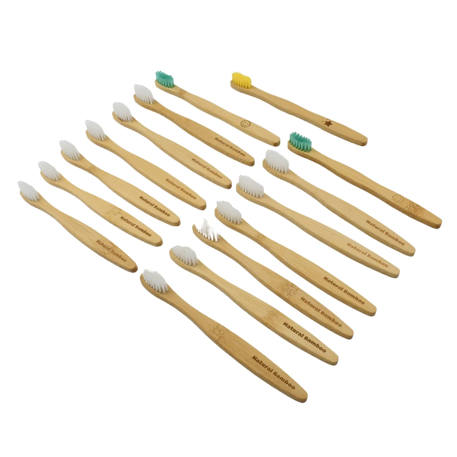 13084 Bamboo Wooden Toothbrush Soft Toothbrush Wooden Child Bamboo Biodegradable Toothbrush, Manual Toothbrush for Adult, Kids (15 pcs set / With Round Box)