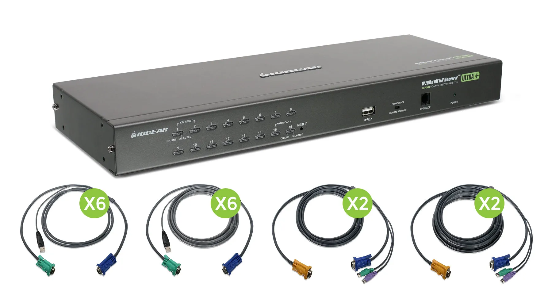 16-Port USB PS/2 Combo KVM Switch with Cables (TAA)