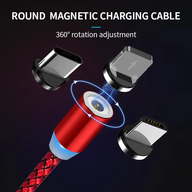 2.4A Fast 3 in 1 iPhone Galaxy Charging Cable Android Type C 360 Degree Rotation