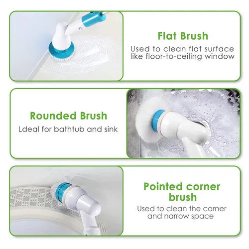 2PCS Cordless Spin Scrubber Kit with 6 Brush Heads