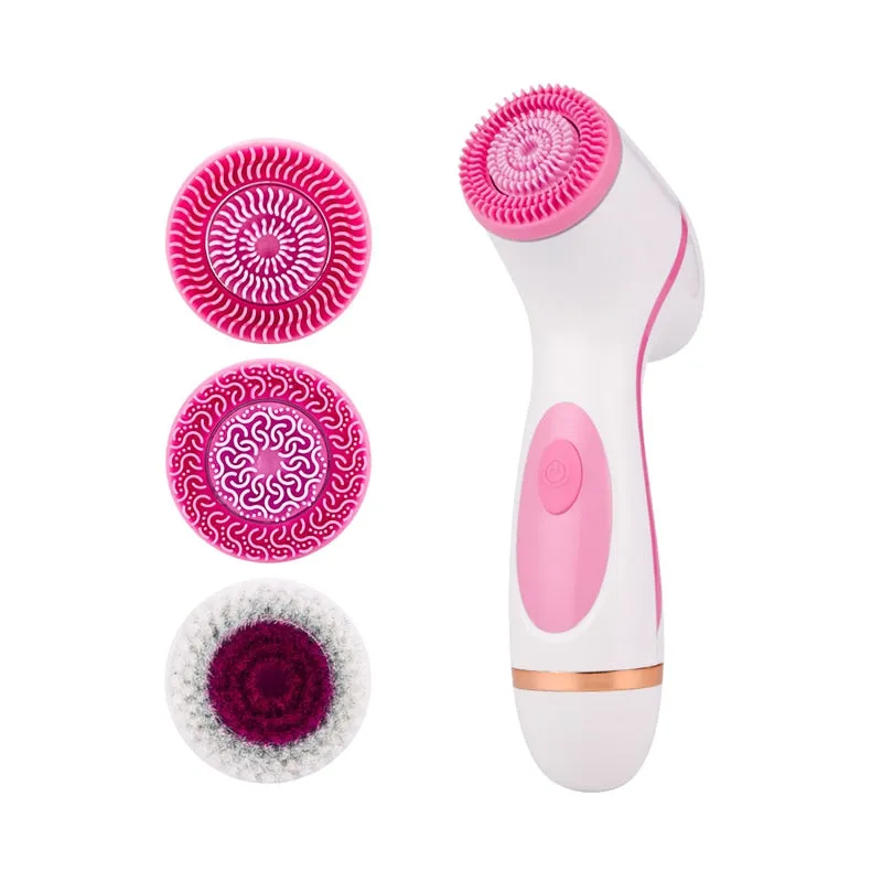 3 In 1 Electric Facial Cleansing Brush Silicone Rotating Face Brush Deep Cleaning Skin Peeling Cleanser Exfoliation