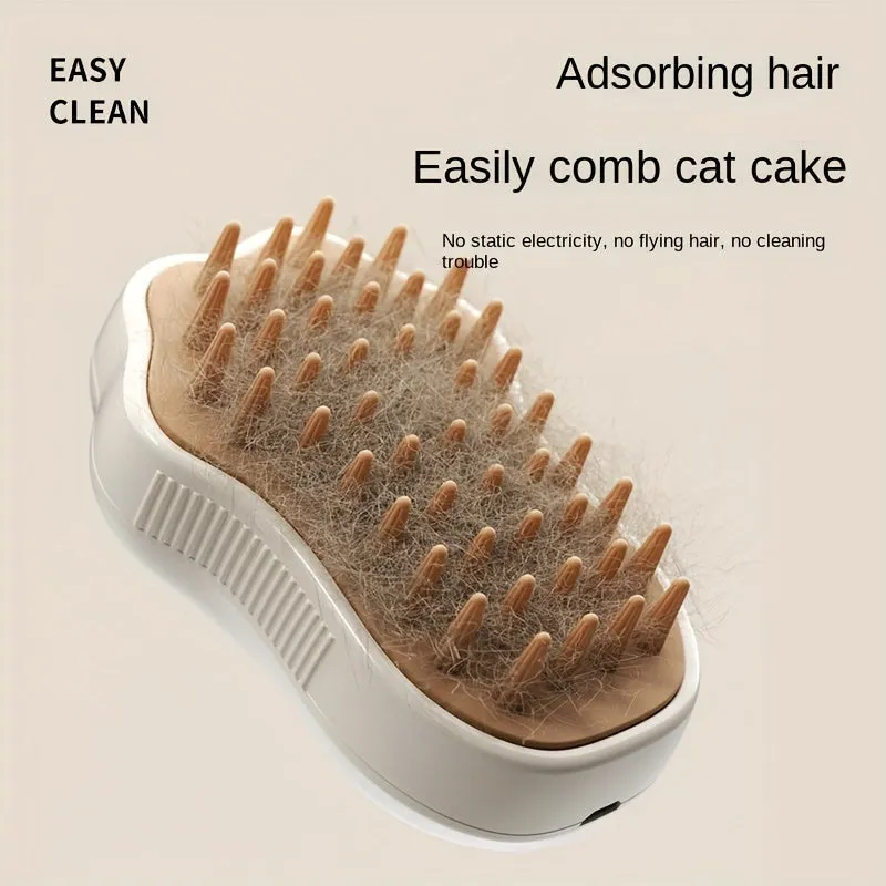 3-in-1 Electric Pet Grooming Brush – Portable, Self-Cleaning Silicone Steam Brush for Cats & Dogs with Massage and Hair Removal