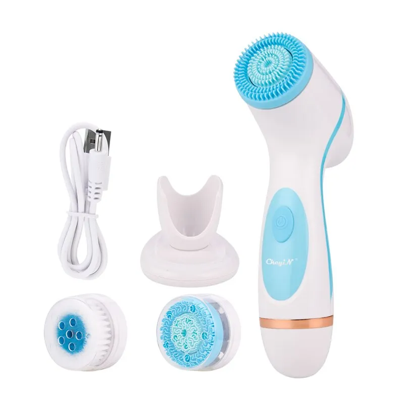 3 In 1 Electric Silicone Facial Cleansing Brush USB Rechargeable Face  Massager Pore Cleaner Skin Peeling Blackhead Remover Tool