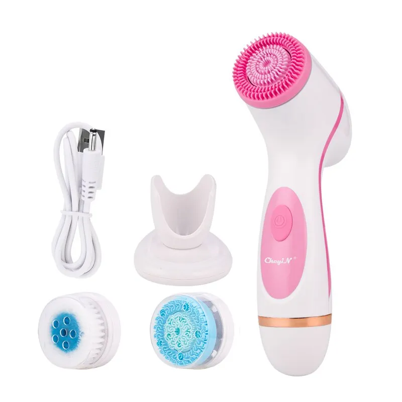 3 In 1 Electric Silicone Facial Cleansing Brush USB Rechargeable Face  Massager Pore Cleaner Skin Peeling Blackhead Remover Tool