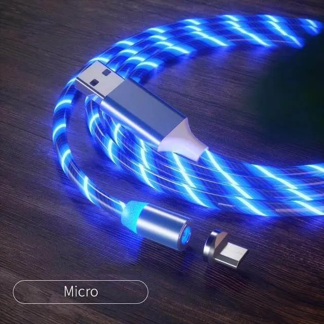 360 Led Color Magnetic Car Charging Cable