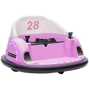 360° Rotation 12V Kids Bumper Car w/ Remote Control - Pink