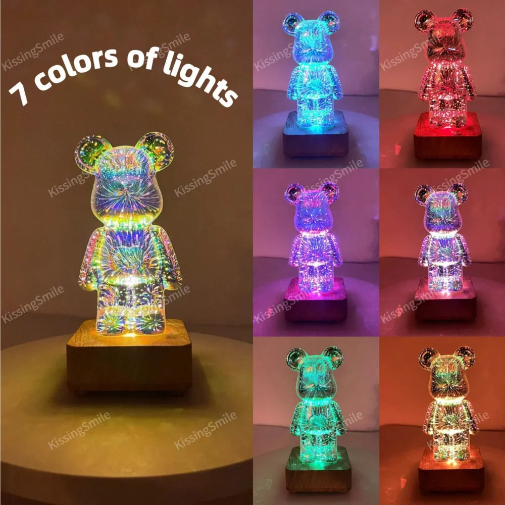 3D Firework Bear Light Luminous Bear Table Lamp or Night Light