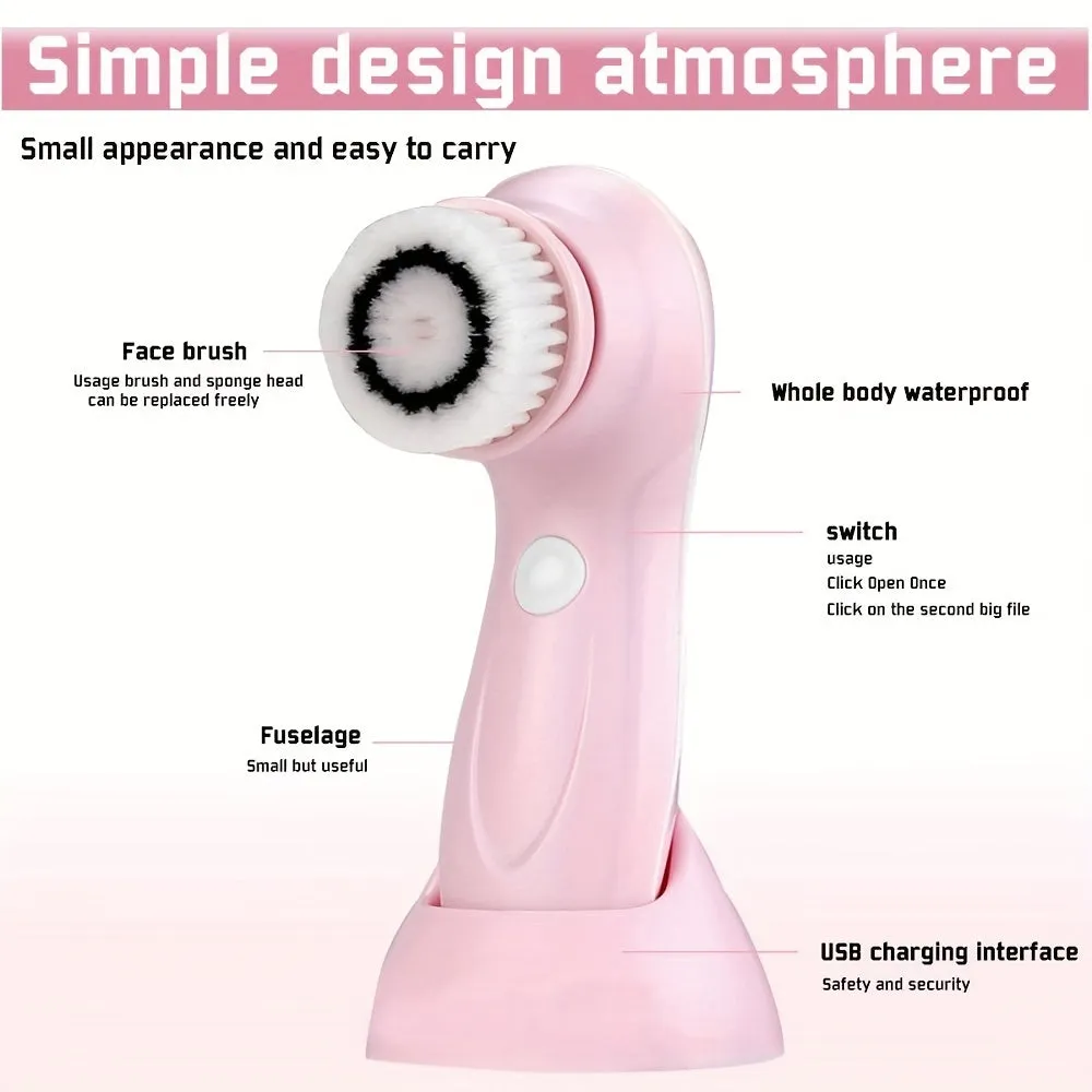 3in1 Electric Facial Brush Deep Cleansing Exfoliation Pore Tightening