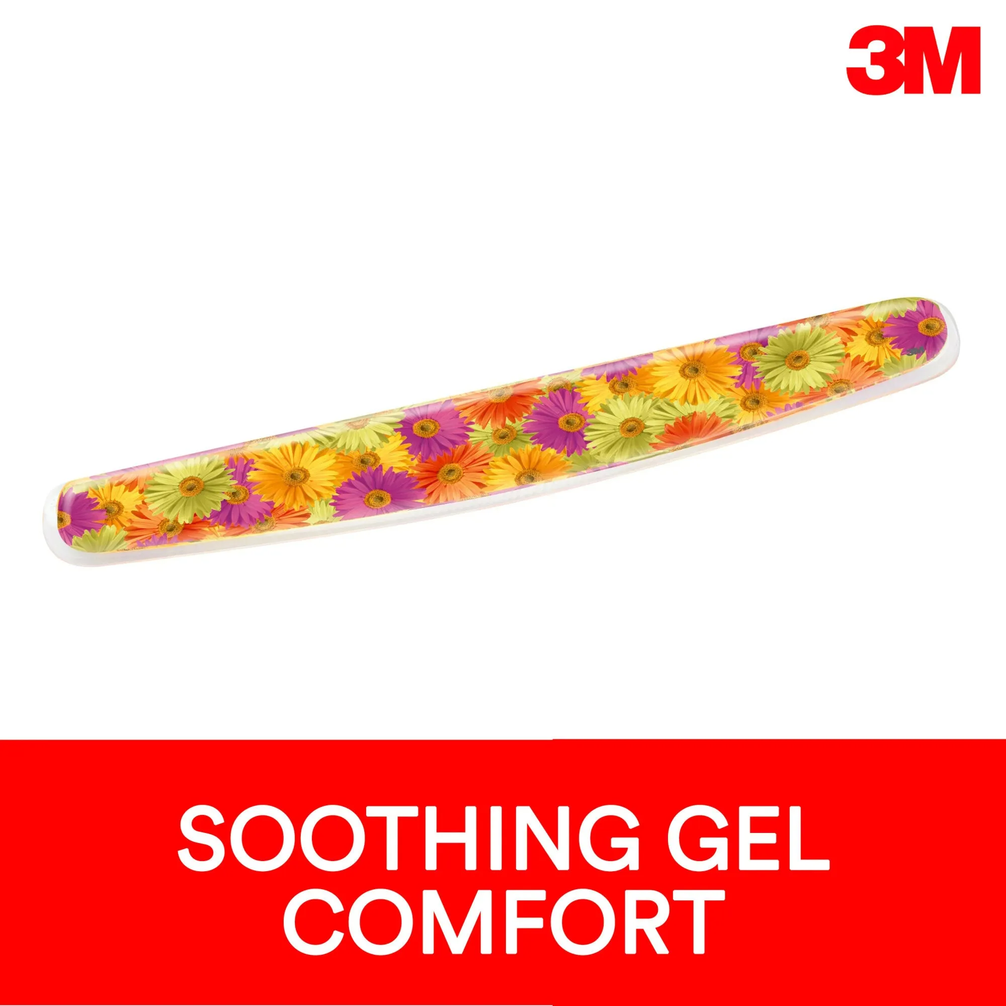 3M Gel Wrist Rest WR308DS, Clear Gel Design, Compact Size, Daisy