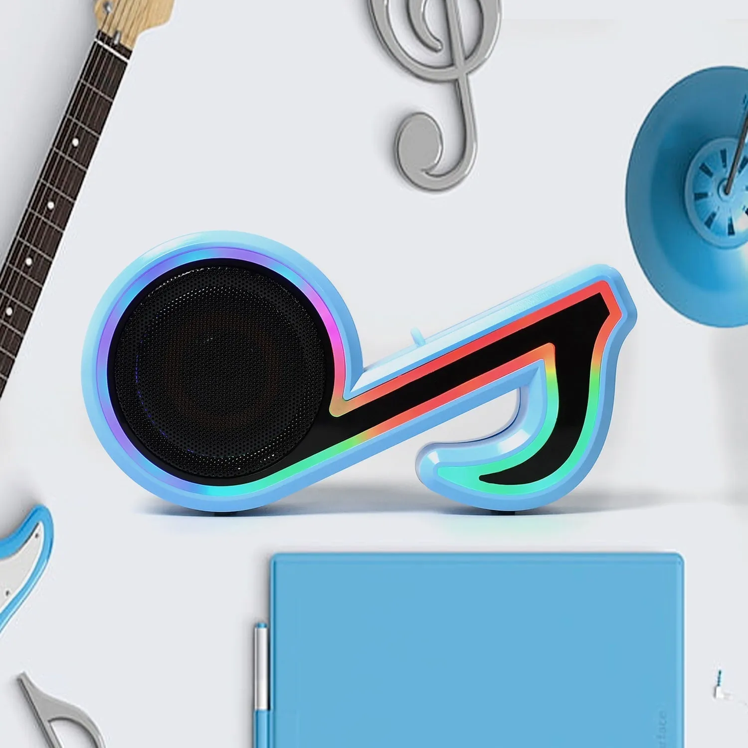 6068 Mini Portable Music Note Shape Speaker Subwoofer Colorful Musical Note LED Lighting Sound For Creatives Gift Computer Phone Sound Equipment blootuth speaker (Media Player)