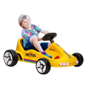 6V Electric Go Kart w/ Music, Light, Horn, for 3-5 Years, Yellow