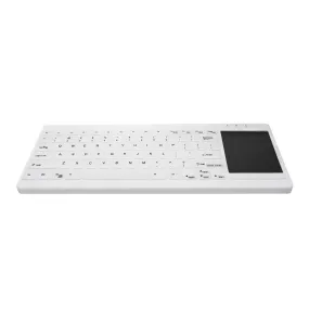 Active Key AK-C4412F Compact Ultraflat Wipeable Keyboard in White with Big Touchpad - Wired