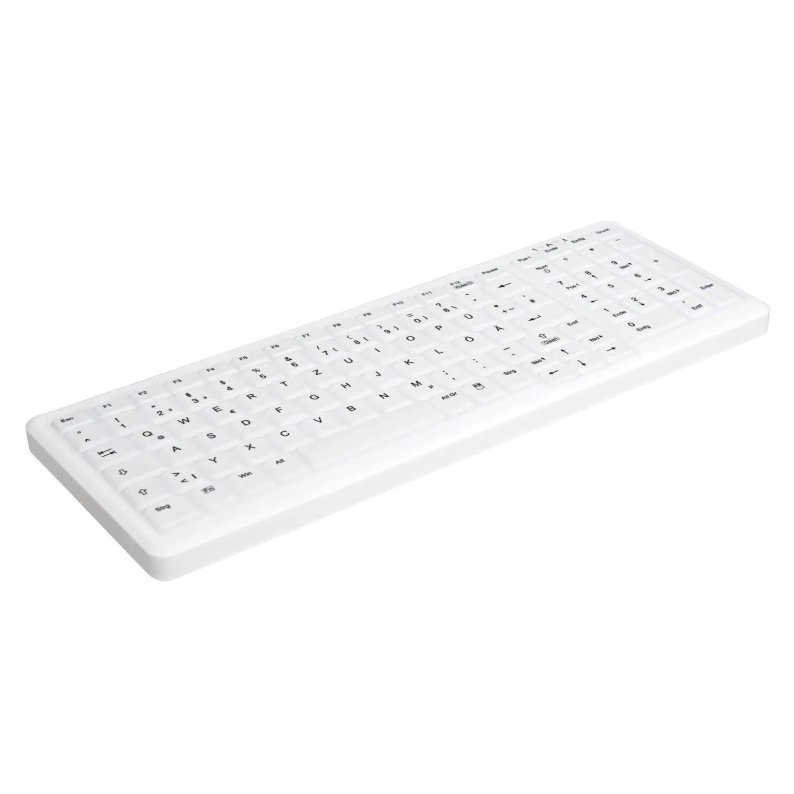 Active Key AK-C7000F Compact Flat Wipeable Keyboard in White with Numpad - Wired