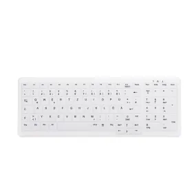 Active Key AK-C7000F Compact Flat Wipeable Keyboard in White with Numpad - Wired