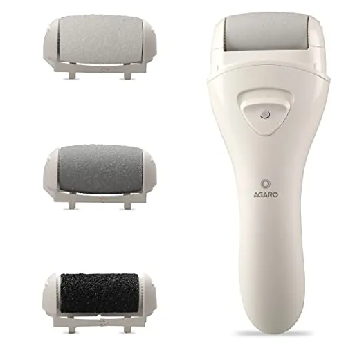 AGARO CR3001 Callus Remover with 3 Interchangeable Head Rollers, Rechargeable for Foot Care, Pedicure Device, Callus & Dead Skin Removal