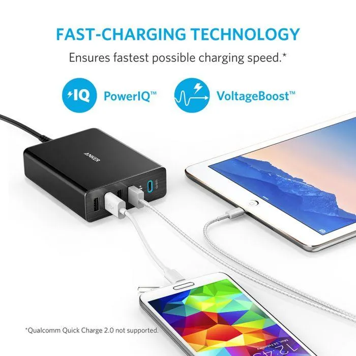 Anker PowerPort  5 Ports USB-C 60W With PowerIQ™ Charging Station