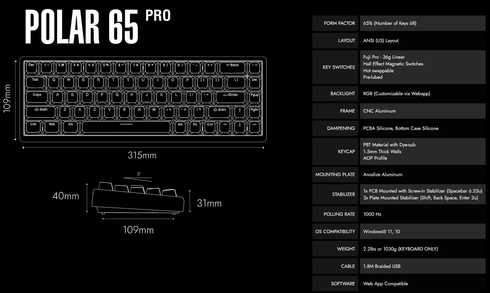 Arbiter Studio KITSUNE Polar 65 PRO Hall Effect Magnetic Keyboard