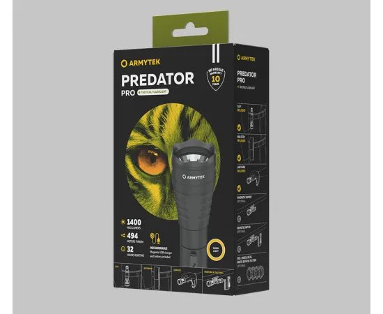 Armytek Predator Pro Magnet USB / XHP35 HI Warm / 1400 lm / 5Â°:40Â° / 1x18650 (incl.)