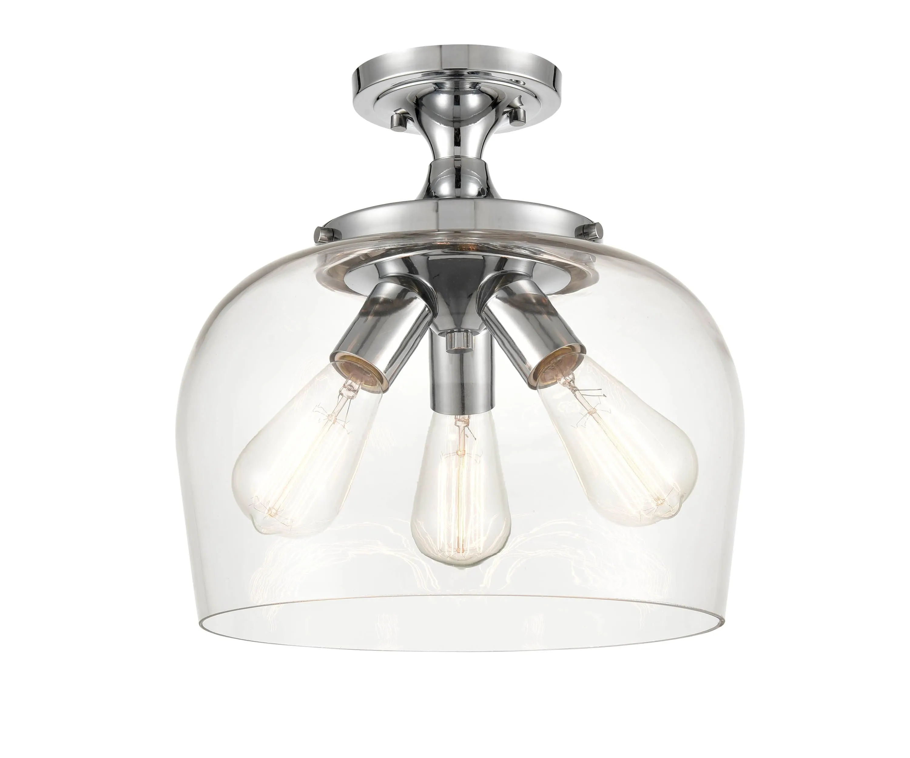 Ashford Semi-Flush Mount Fixture - Chrome - Clear Glass - 13in. Diameter - E26 Medium Base