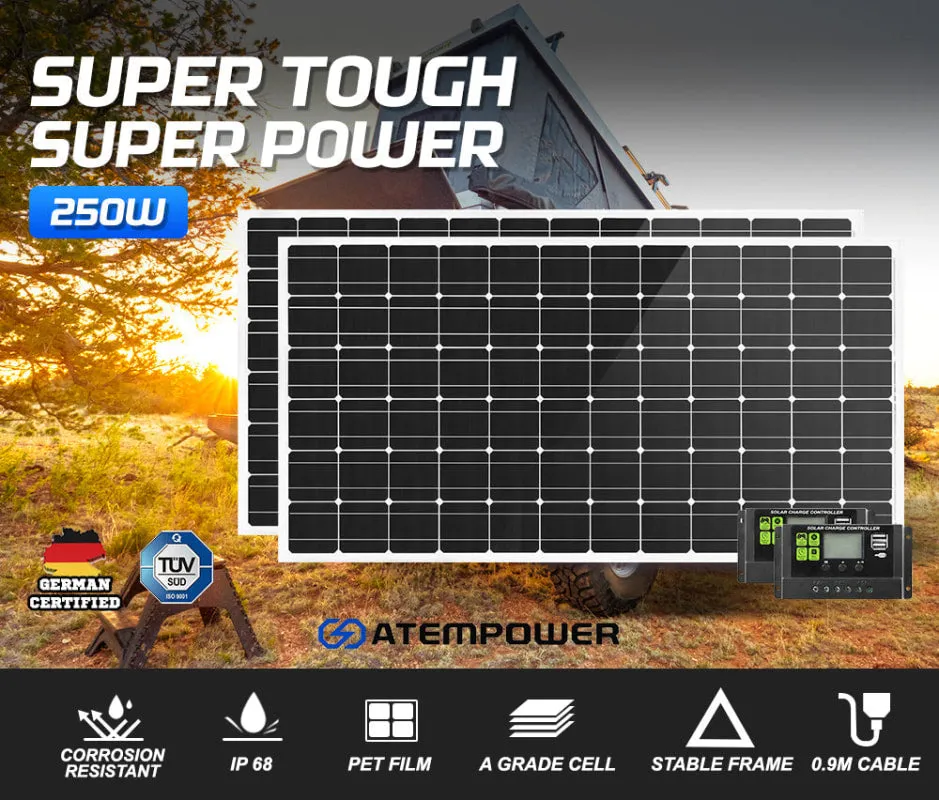 ATEM Power 12V Mono Solar Panel Kit  | 130W/250W | Pair