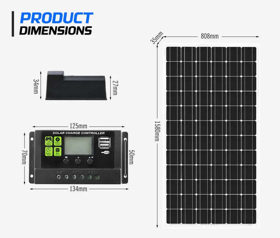 ATEM Power 12V Mono Solar Panel Kit  | 130W/250W | Pair