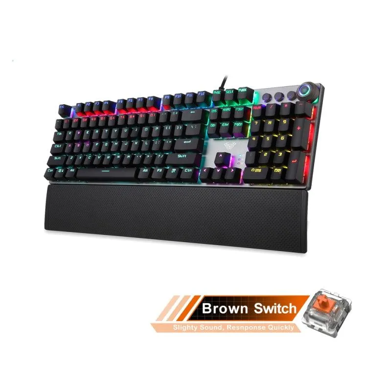 AULA F2088 108-Key Customizable RGB Mechanical Gaming Keyboard with Metal Frame and Brown Switches