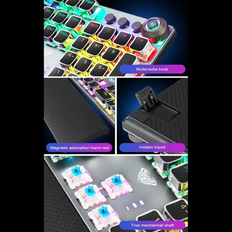 AULA F2088 108-Key Customizable RGB Mechanical Gaming Keyboard with Metal Frame and Brown Switches