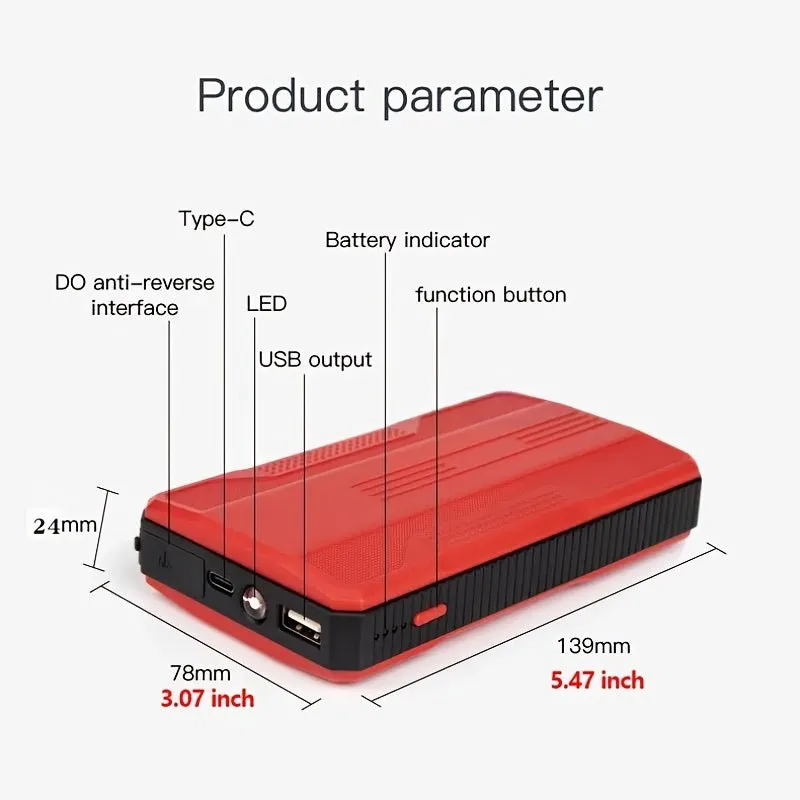 Best Car Jump Starter | Battery Power Bank For 8000mah Portable-12V