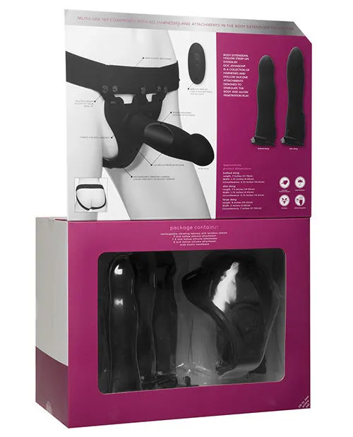 Body Extensions Be Naughty Vibrating 4-Piece Strap-On Set - Black