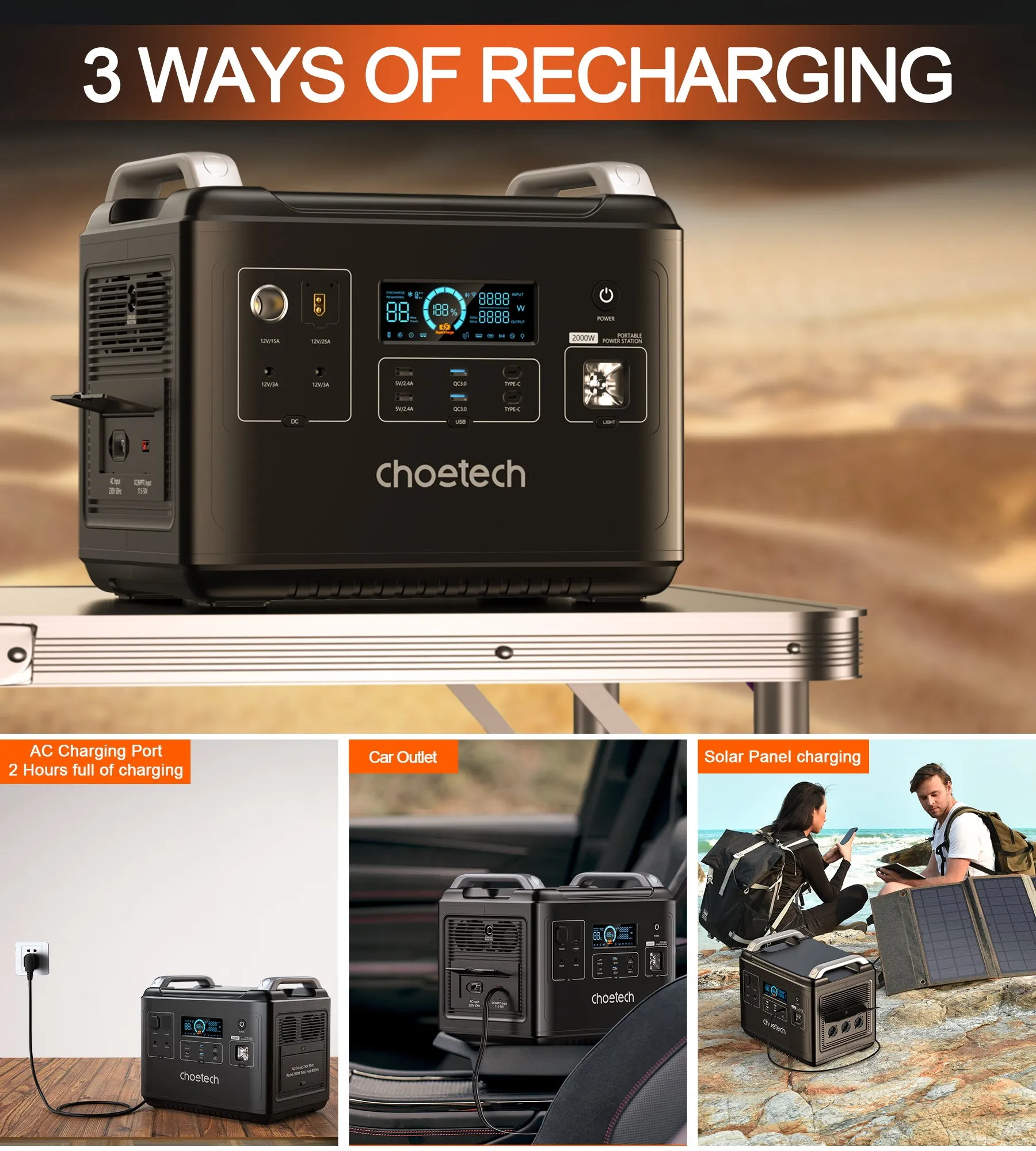 BS006 Choetech 2,000Wh Bidirectional Charging Power Station