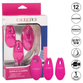 California Exotics - Silicone Remote Control Vibrating Nipple Clamps (Pink)