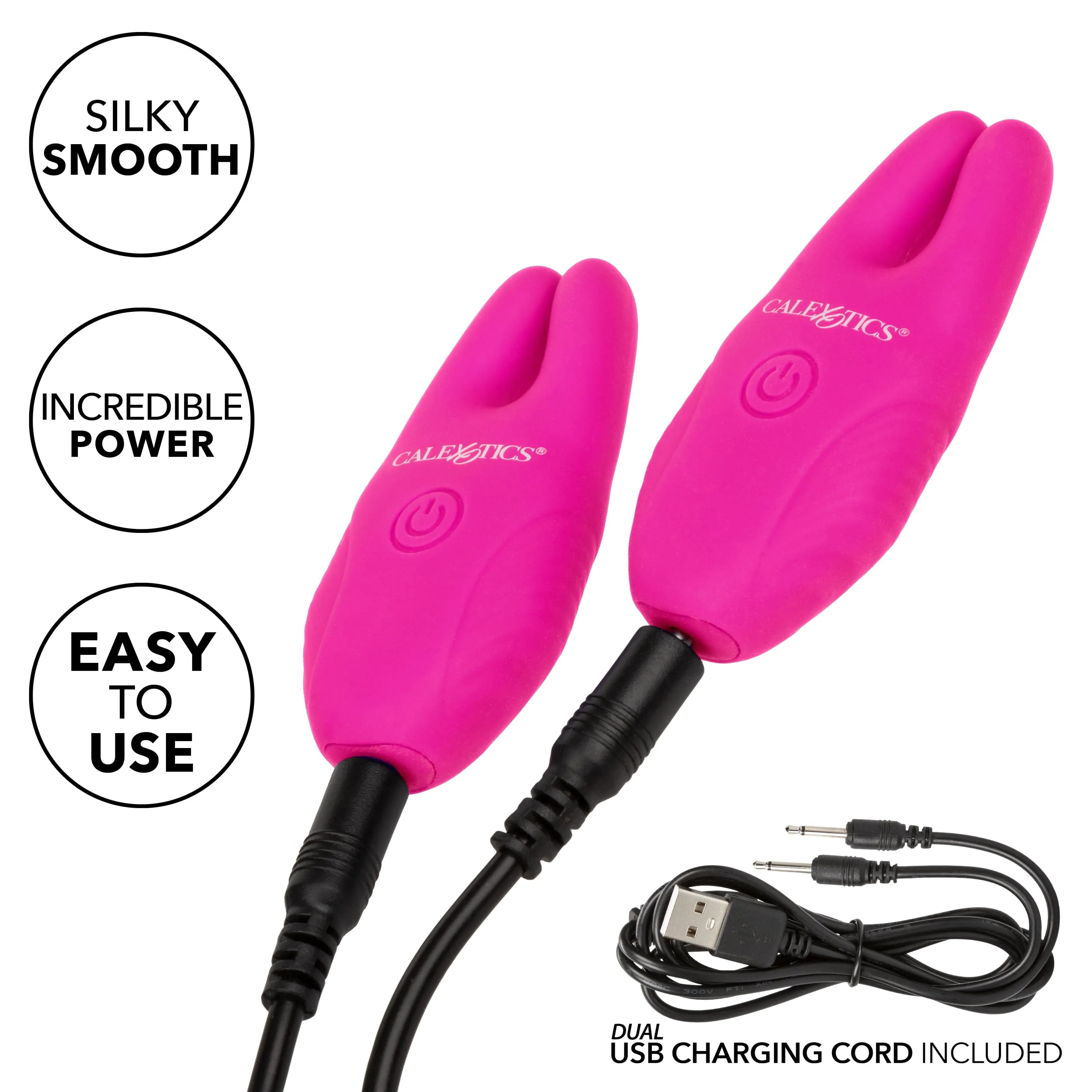 California Exotics - Silicone Remote Control Vibrating Nipple Clamps (Pink)