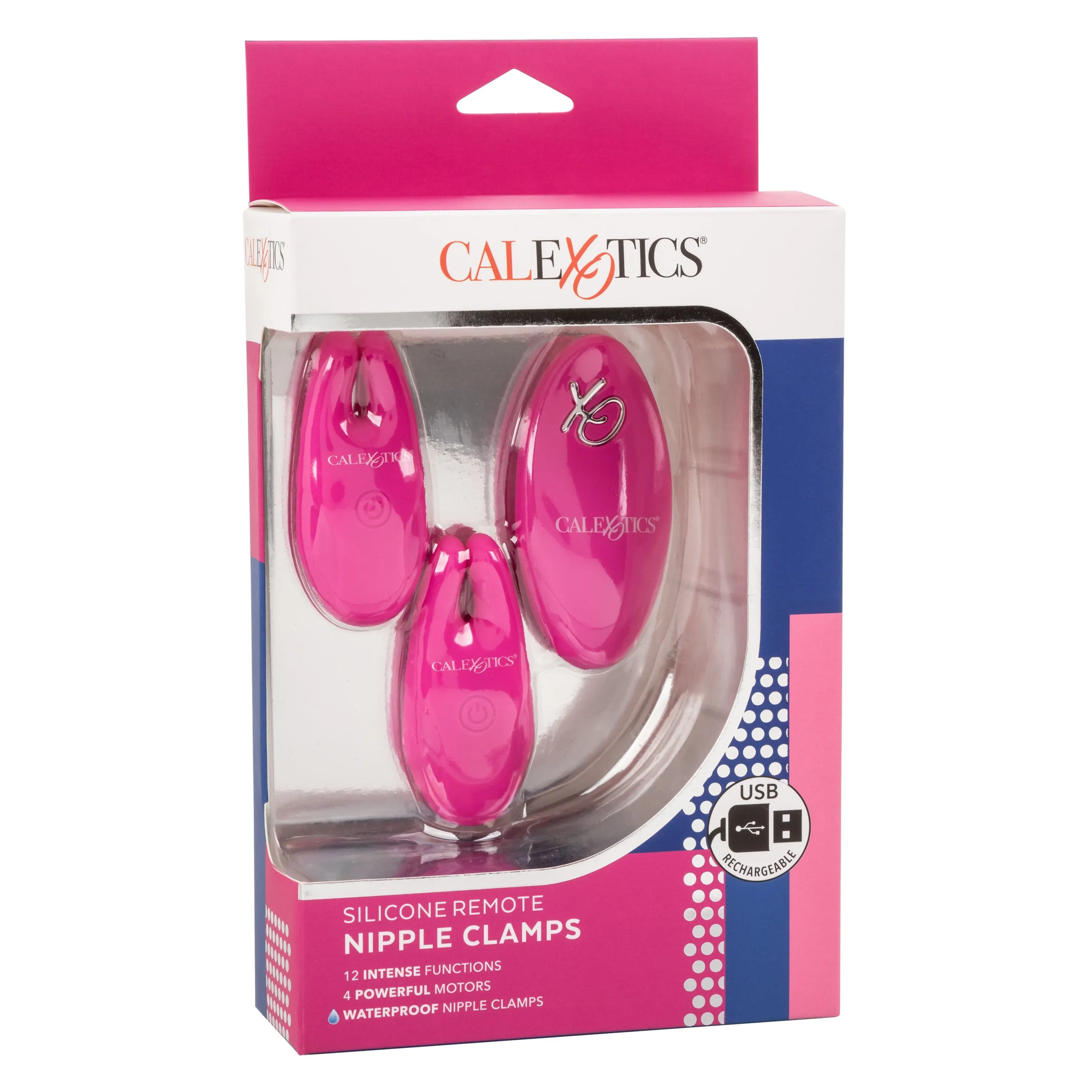 California Exotics - Silicone Remote Control Vibrating Nipple Clamps (Pink)