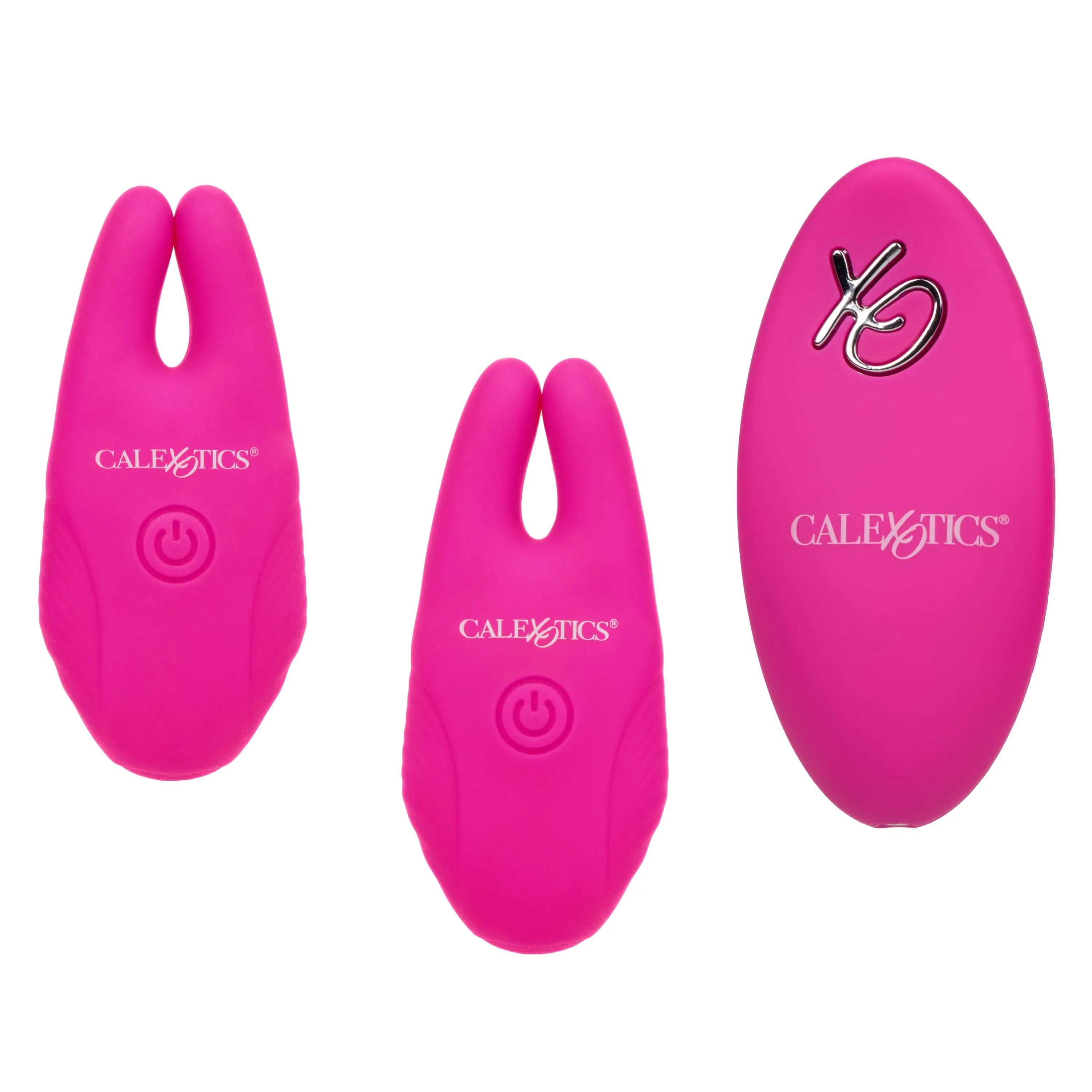 California Exotics - Silicone Remote Control Vibrating Nipple Clamps (Pink)