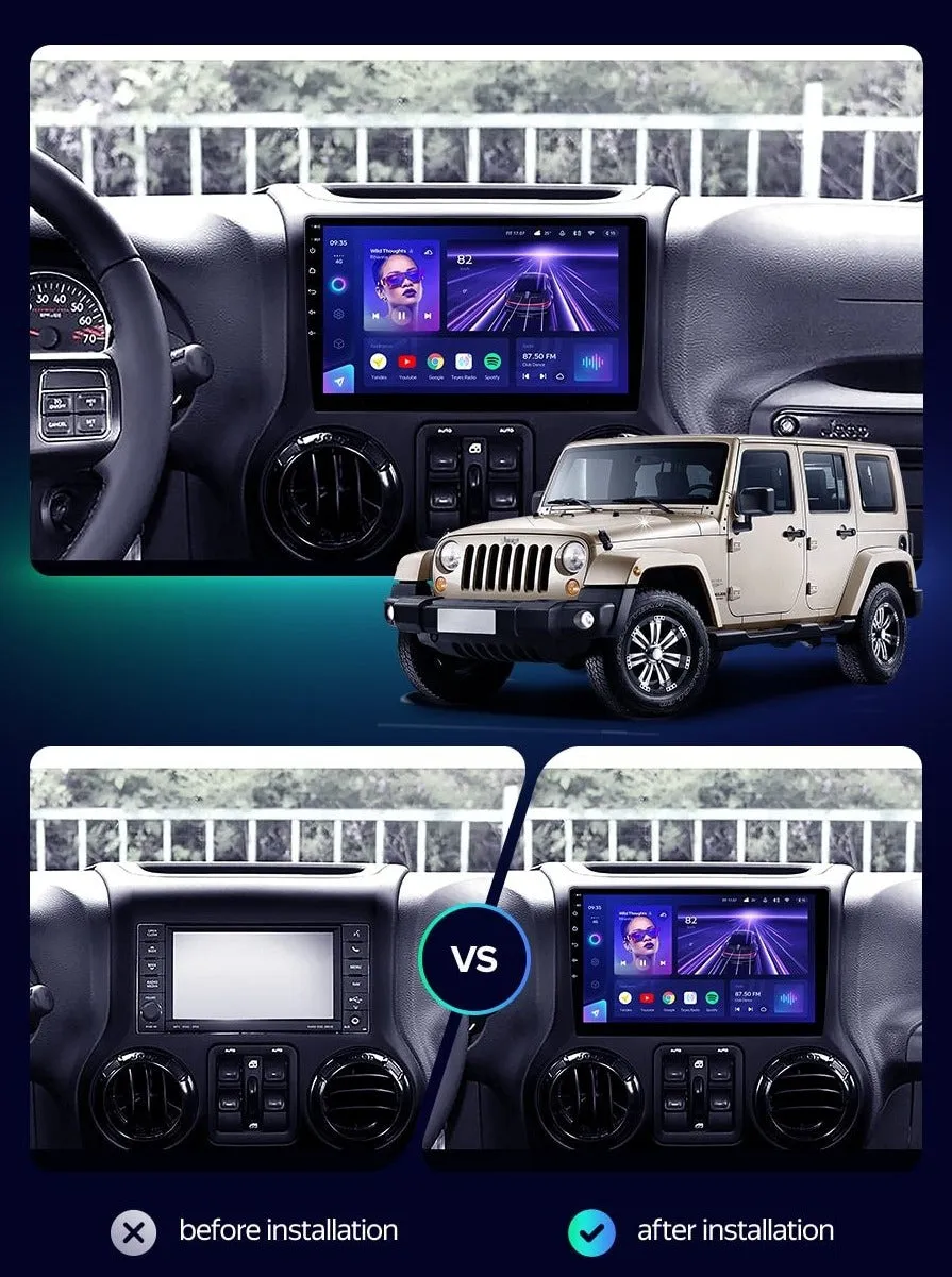 Car Dealz Elite 4G Data Model 10.2" Android 12.0 For Jeep Wrangler 3 JK 2010 - 2018 In Dash Plus OEM Fascia