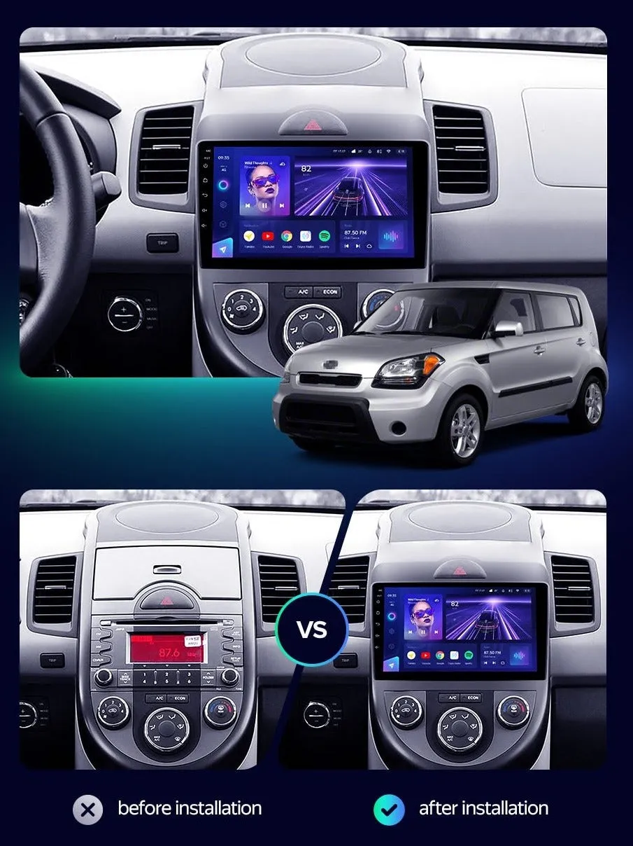 Car Dealz Elite 4G Data Model 10.2" Android 12.0 For Kia Soul 1 AM 2008 - 2011 In Dash Plus OEM Fascia