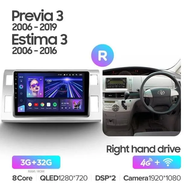 Car Dealz Elite 4G Data Model 10.2" Android 12.0 For Toyota Previa XR50 3 III 2006 - 2019 Estima AHR20 XR50 3 III 2006 - 2016