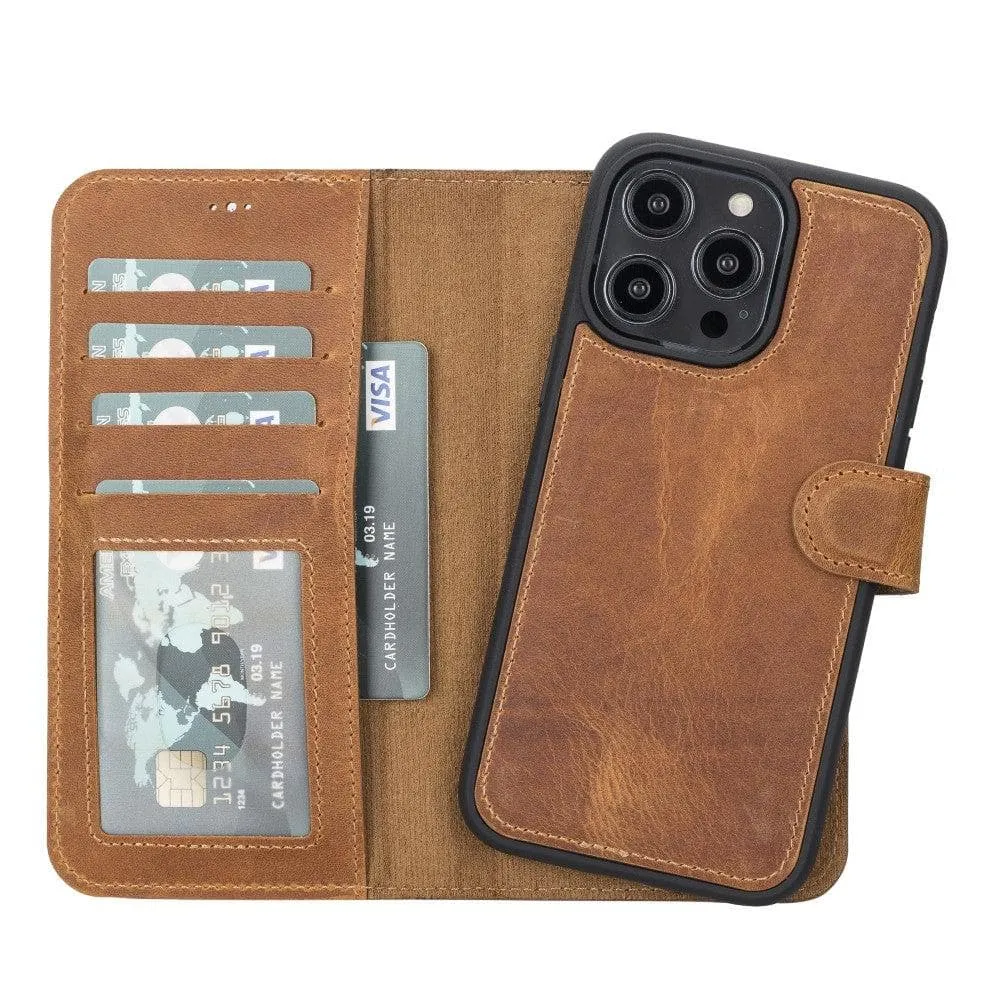 Carter iPhone 14 Pro Detachable Wallet Case, Antique Mocca