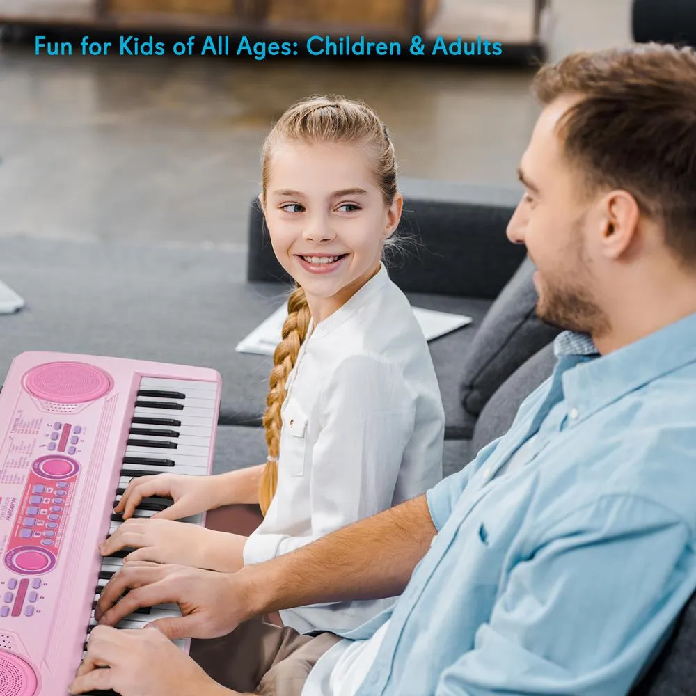 Children’S Musical Karaoke Keyboard - Portable Kids Electronic Piano Keyboard With Built-In Rechargeable Battery & Wired Microphone