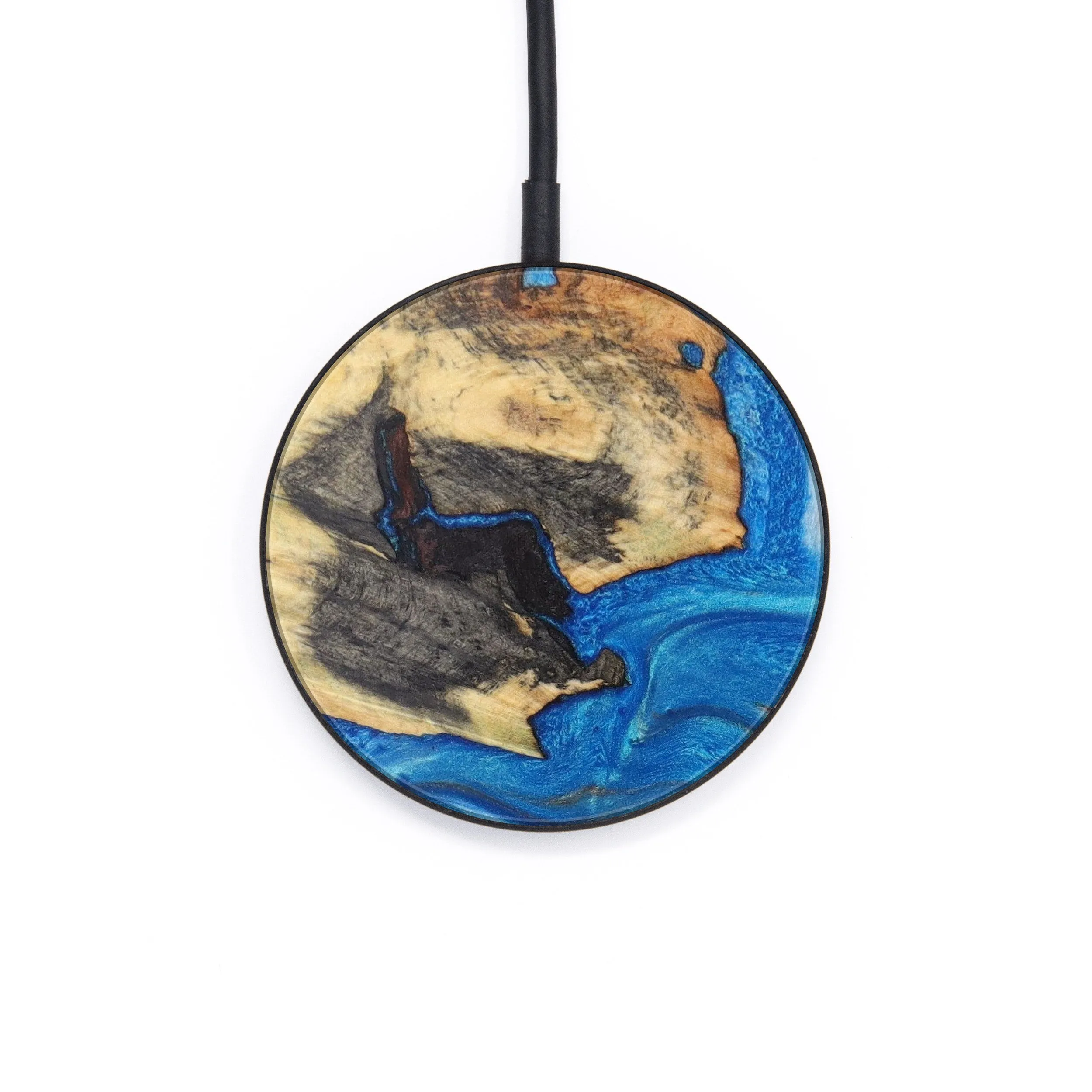 Circle Wood Resin Wireless Charger - Adaline (Teal & Gold, 623520)