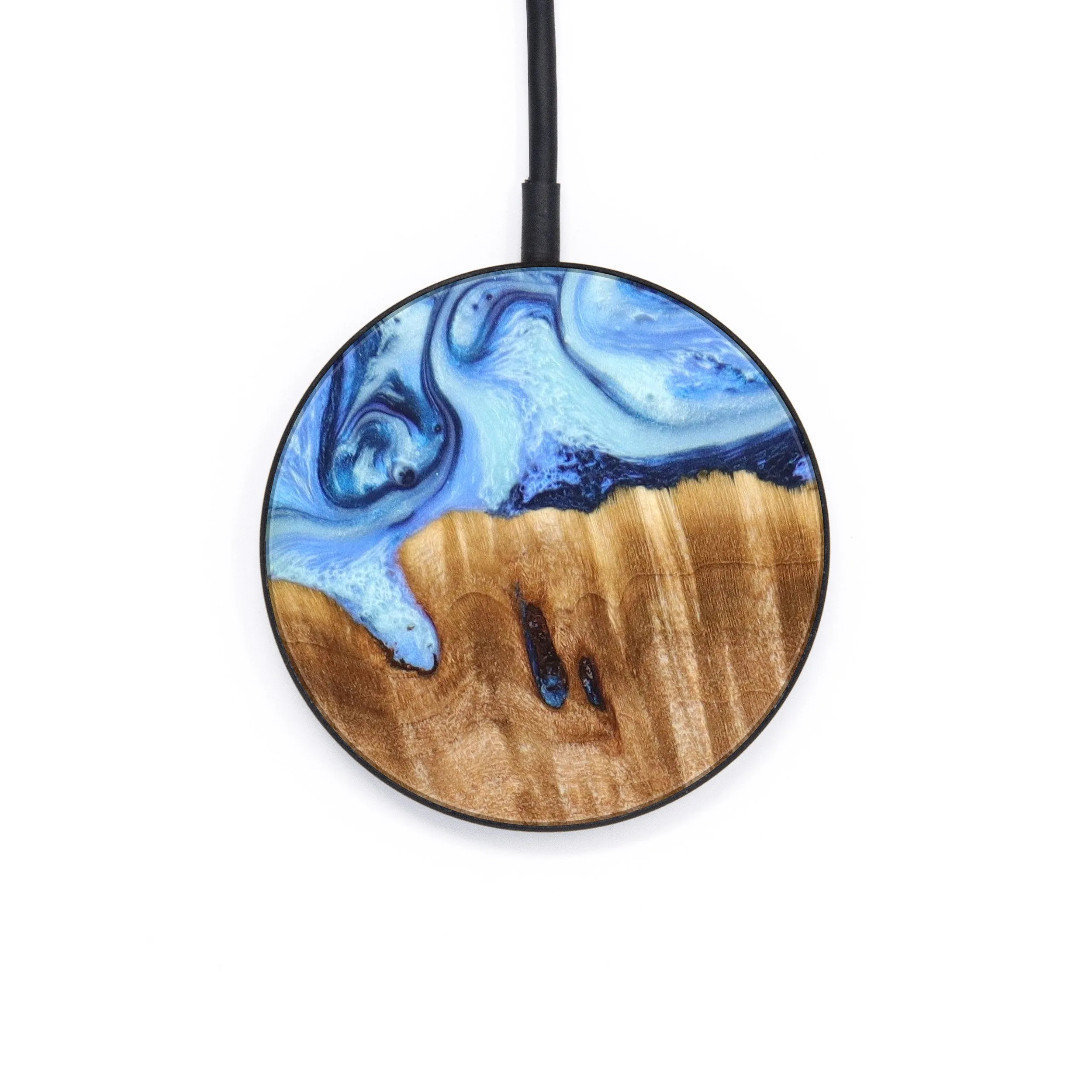 Circle Wood Resin Wireless Charger - Ari (Blue, 640678)